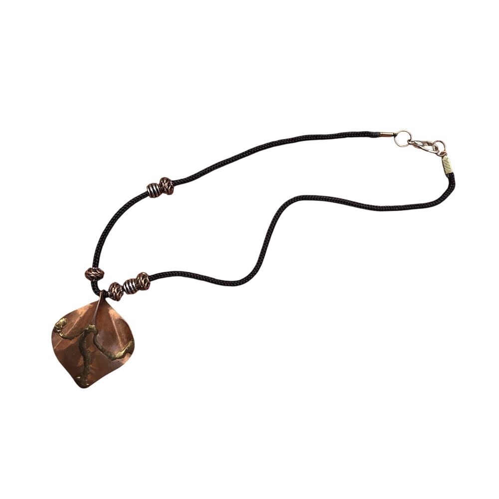 custom abstract copper leaf pendant necklace